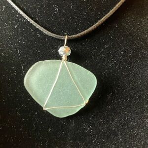 #71 handmade sea-glass necklace aqua color